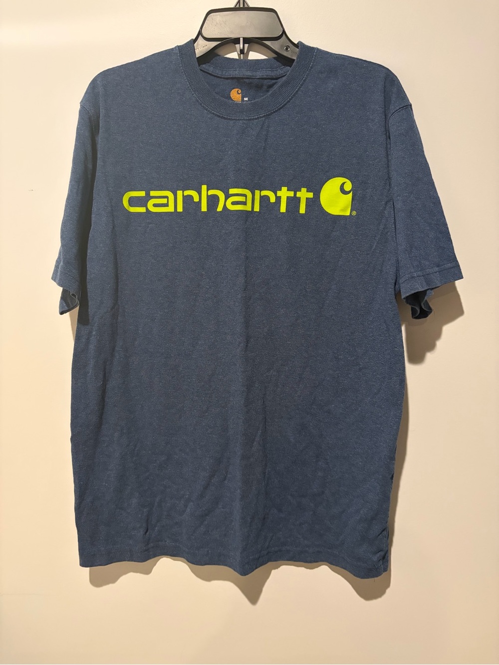 Carhartt Navy Blue Short-Sleeve Tee with Lime Logo